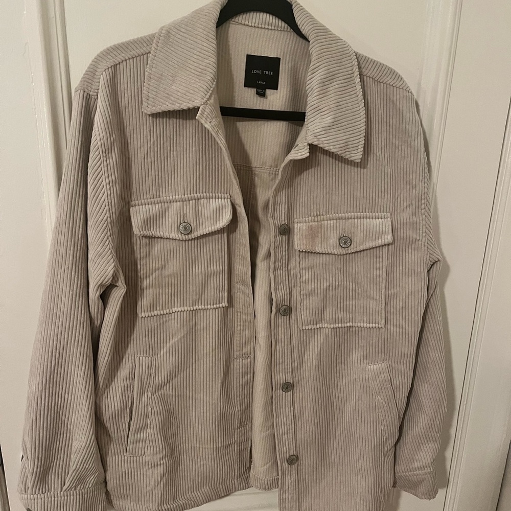 Cream corduroy shirt jacket